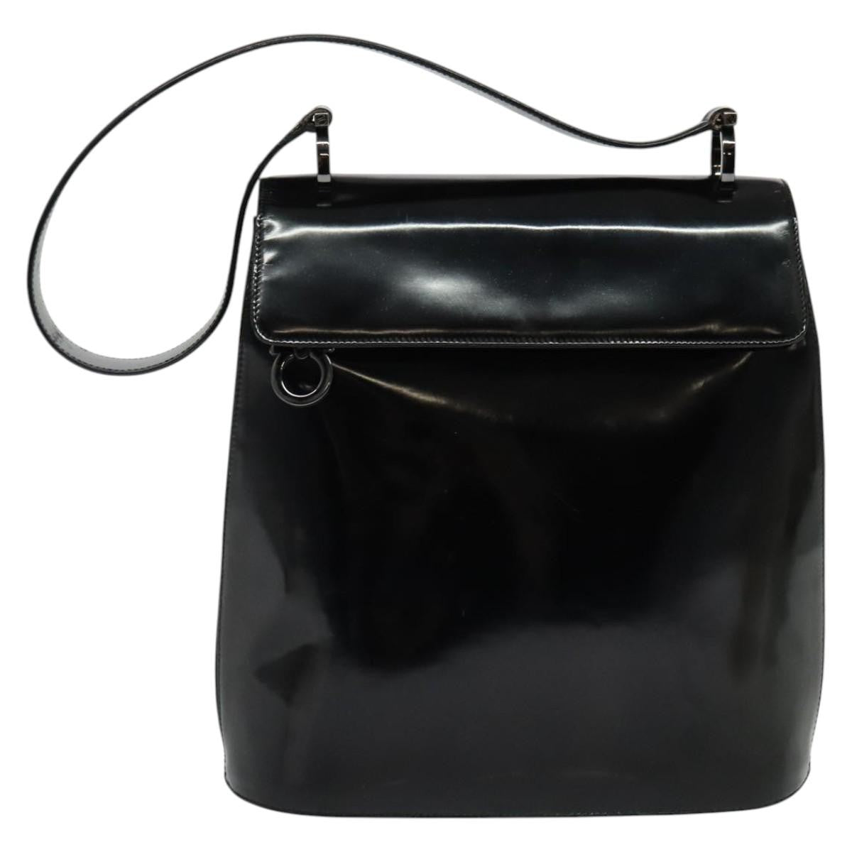 Salvatore Ferragamo Gancini Patent Leather Black Patent_Leather Shoulder Bag Bag (Pre-Owned)