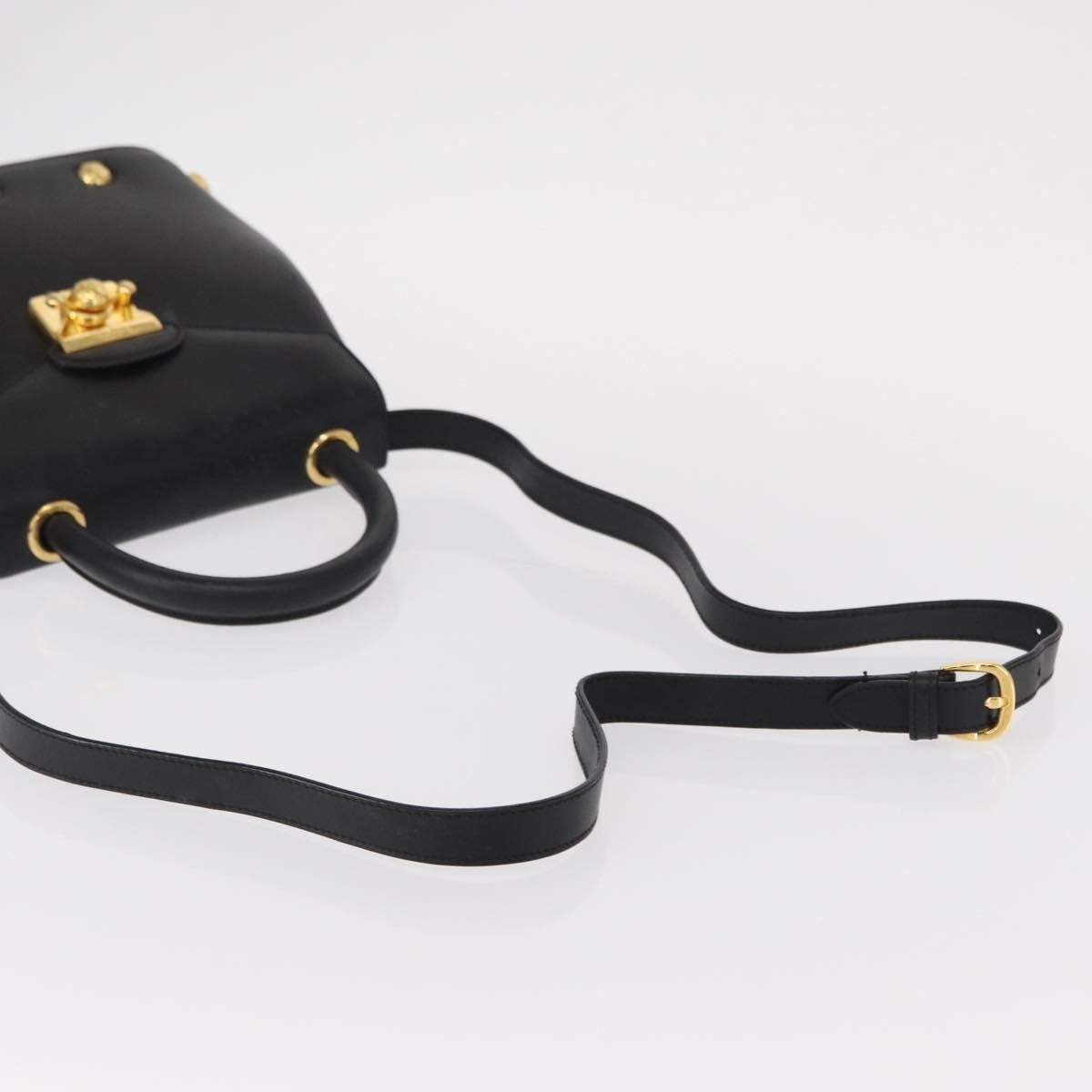 Salvatore Ferragamo Vintage Leather Black Leather Handbag (Pre-Owned)