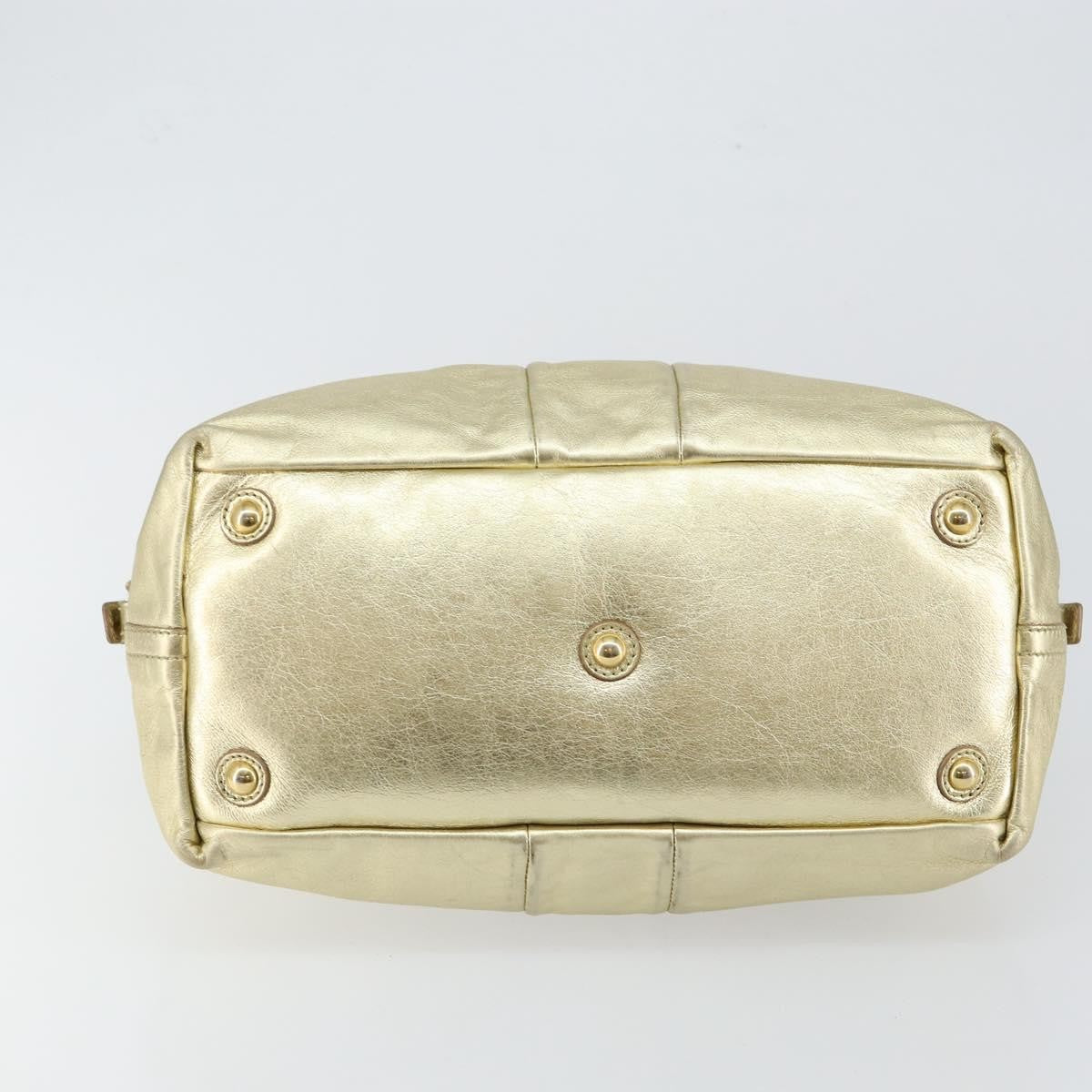 Saint Laurent Easy Y Suede With Fox Fur Gold Leather Bag (Pre-Owned)