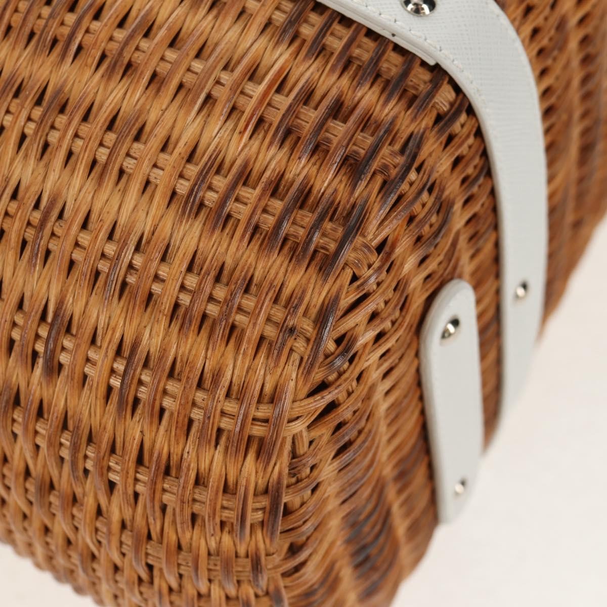 Salvatore Ferragamo Basket Gancini Leather And Wicker Beige Wicker Handbag (Pre-Owned)