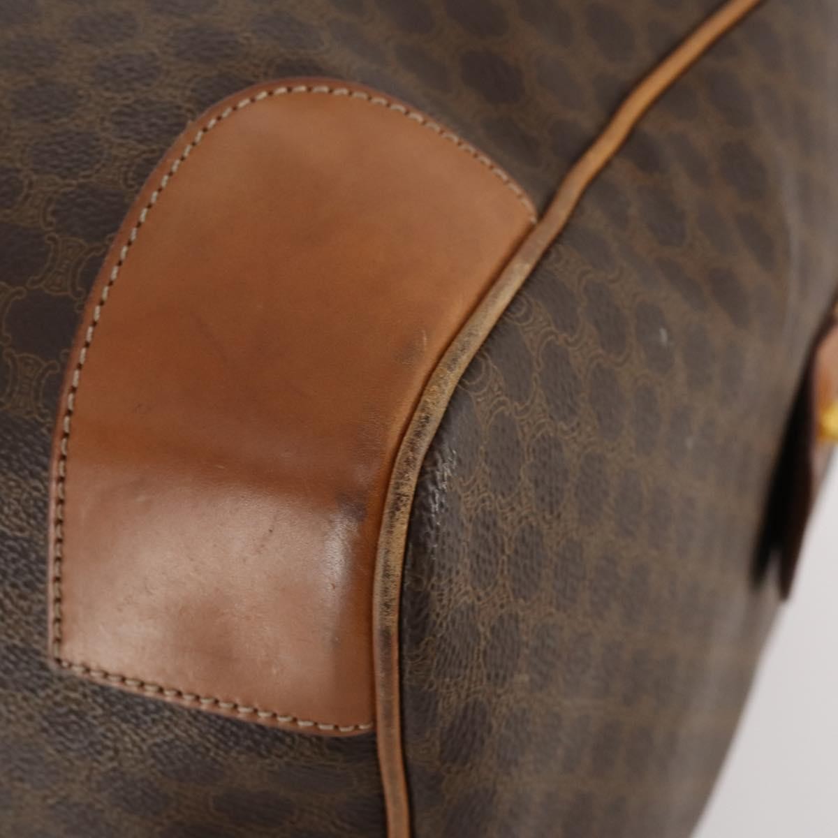Celine Vintage Macadam Boston Canvas And Leather Brown Canvas Travel Bag Bag (Pre-Owned)