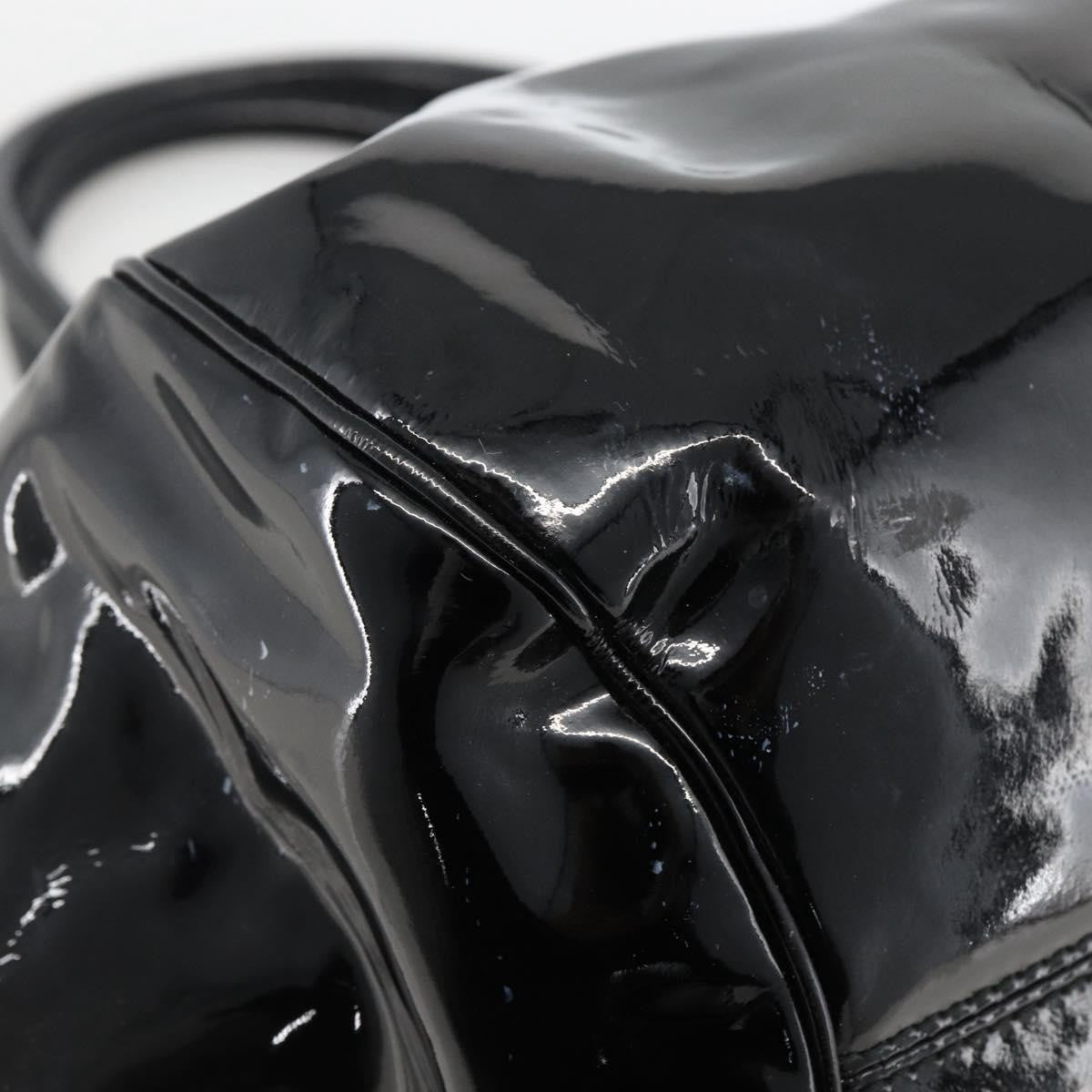 Salvatore Ferragamo Gancini Patent Leather Black Patent_Leather Handbag (Pre-Owned)
