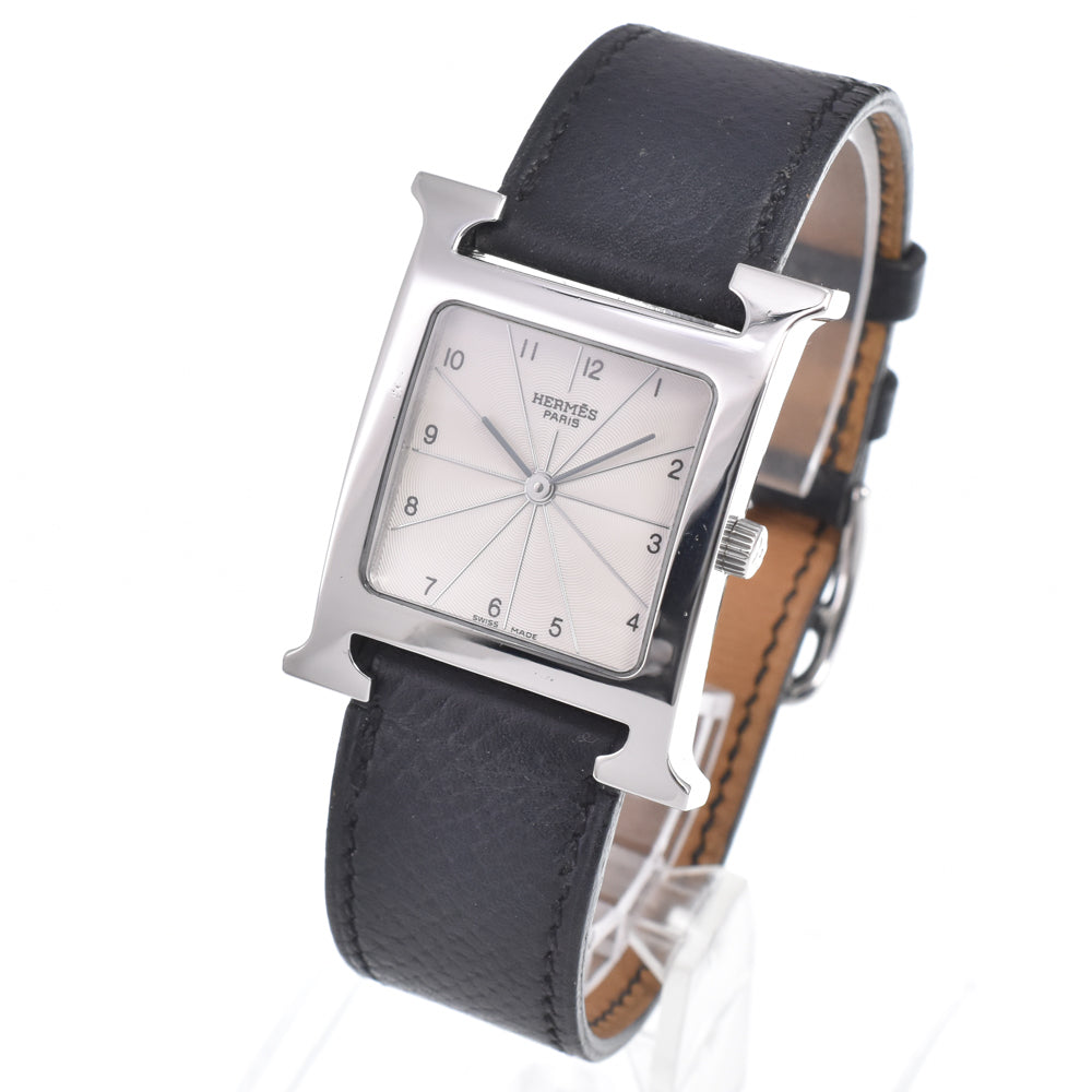 Hermes Heure H Quartz Stainless Steel And Leather Watch (Pre-Owned)
