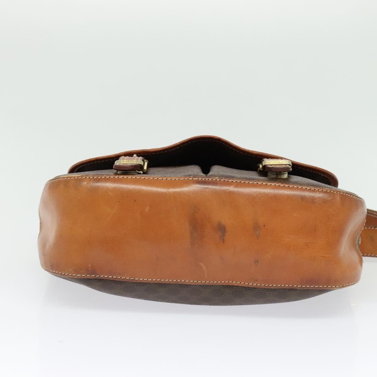 Celine Vintage Macadam Canvas And Leather Brown Canvas Shoulder Bag Bag (Pre-Owned)