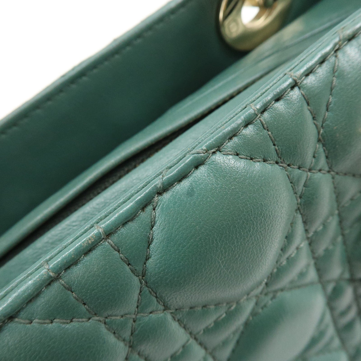 Christian Dior Lady Dior Green Leather Handbag (Pre-Owned)