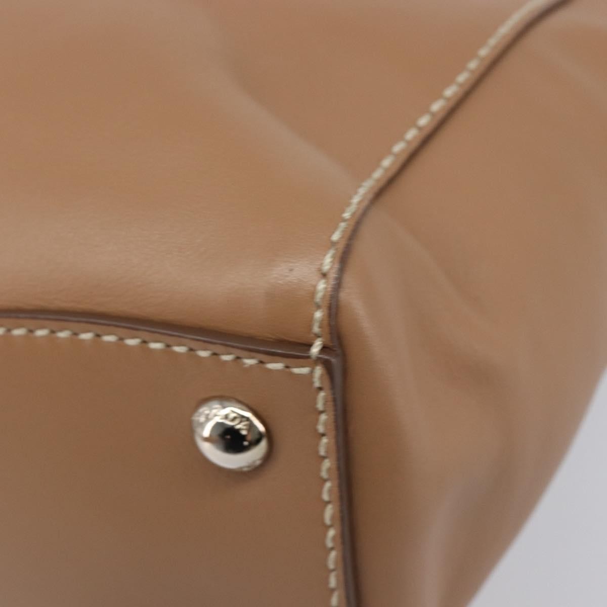 Prada Covered Strap Open City Calfskin Beige Leather Tote Bag Bag (Pre-Owned)