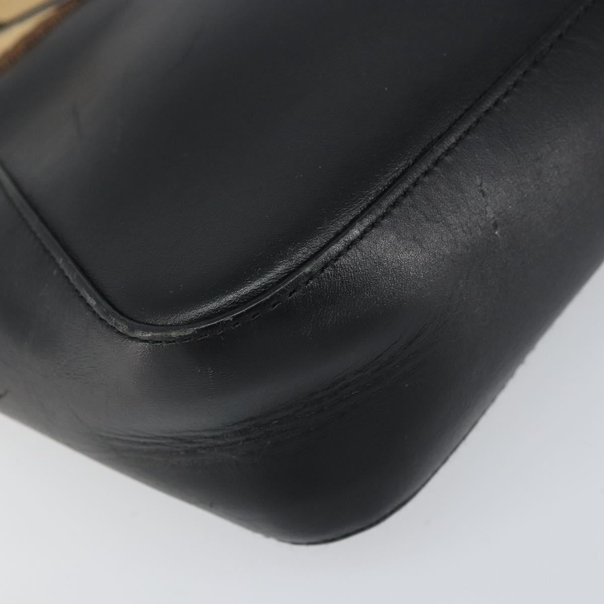 Gucci Vintage Web Tote Leather Black Leather Tote Bag Bag (Pre-Owned)
