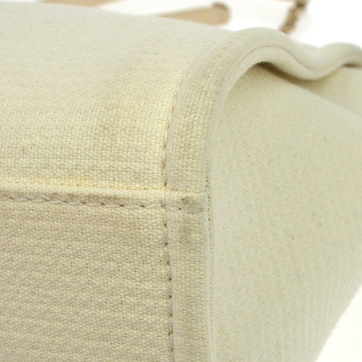 Chanel Deauville Nm Mixed Fibers White Canvas Tote Bag Bag (Pre-Owned)