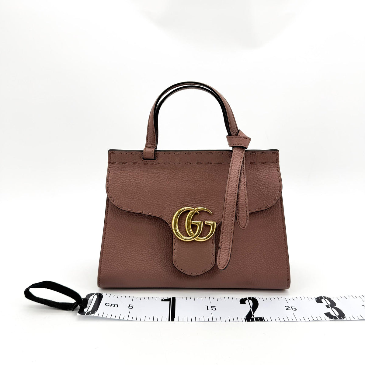 Gucci Gg Marmont Top Handle Leather Pink Leather Handbag (Pre-Owned)