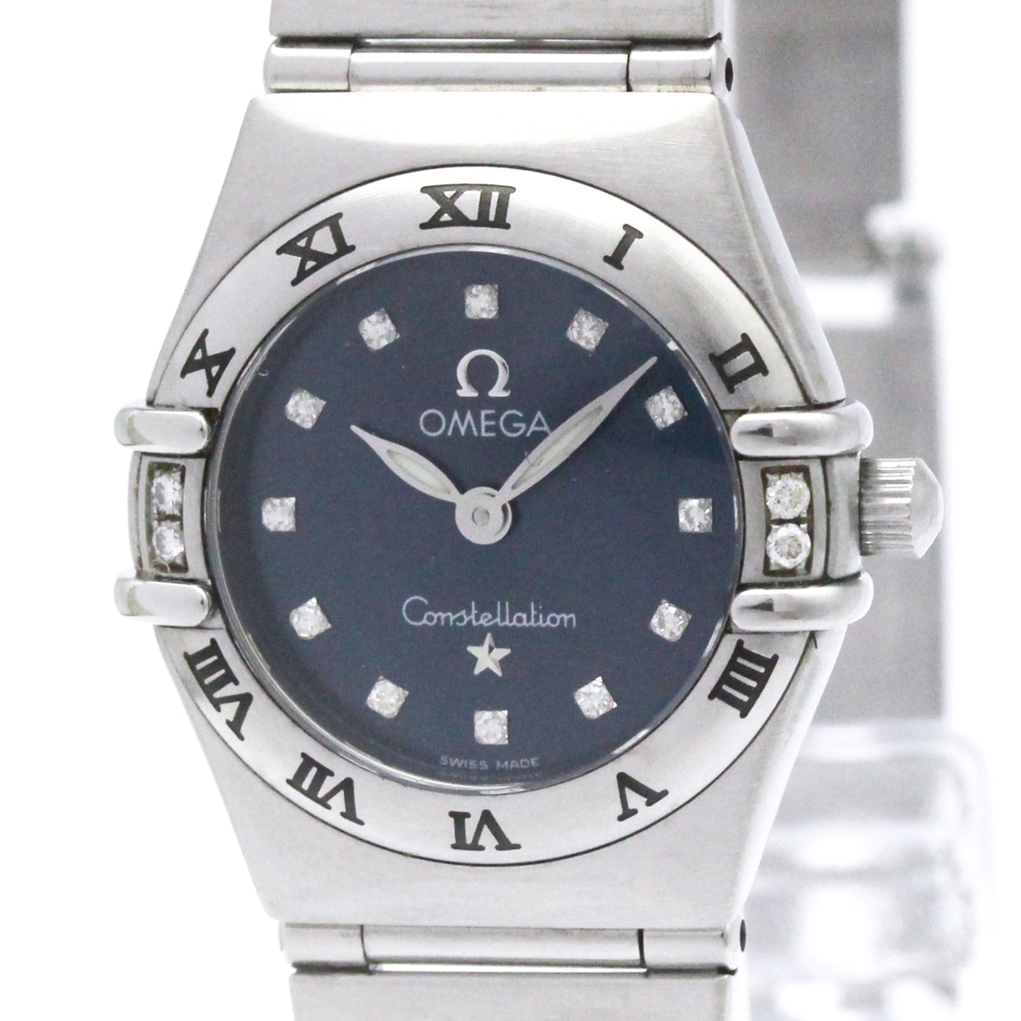 Omega Constellation Quartz Stainless Steel With Diamond Bezel And Markers Watch (Pre-Owned)