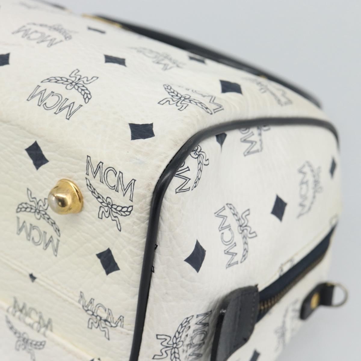 MCM Visetos Logogramme Leather White Leather Handbag (Pre-Owned)
