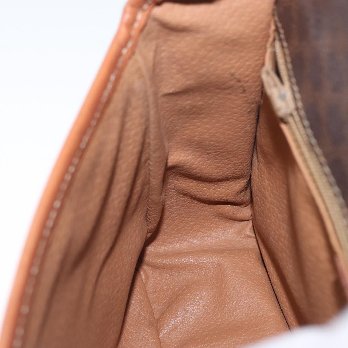 Celine Vintage Macadam Circle Logo Canvas And Leather Brown Canvas Shoulder Bag Bag (Pre-Owned)