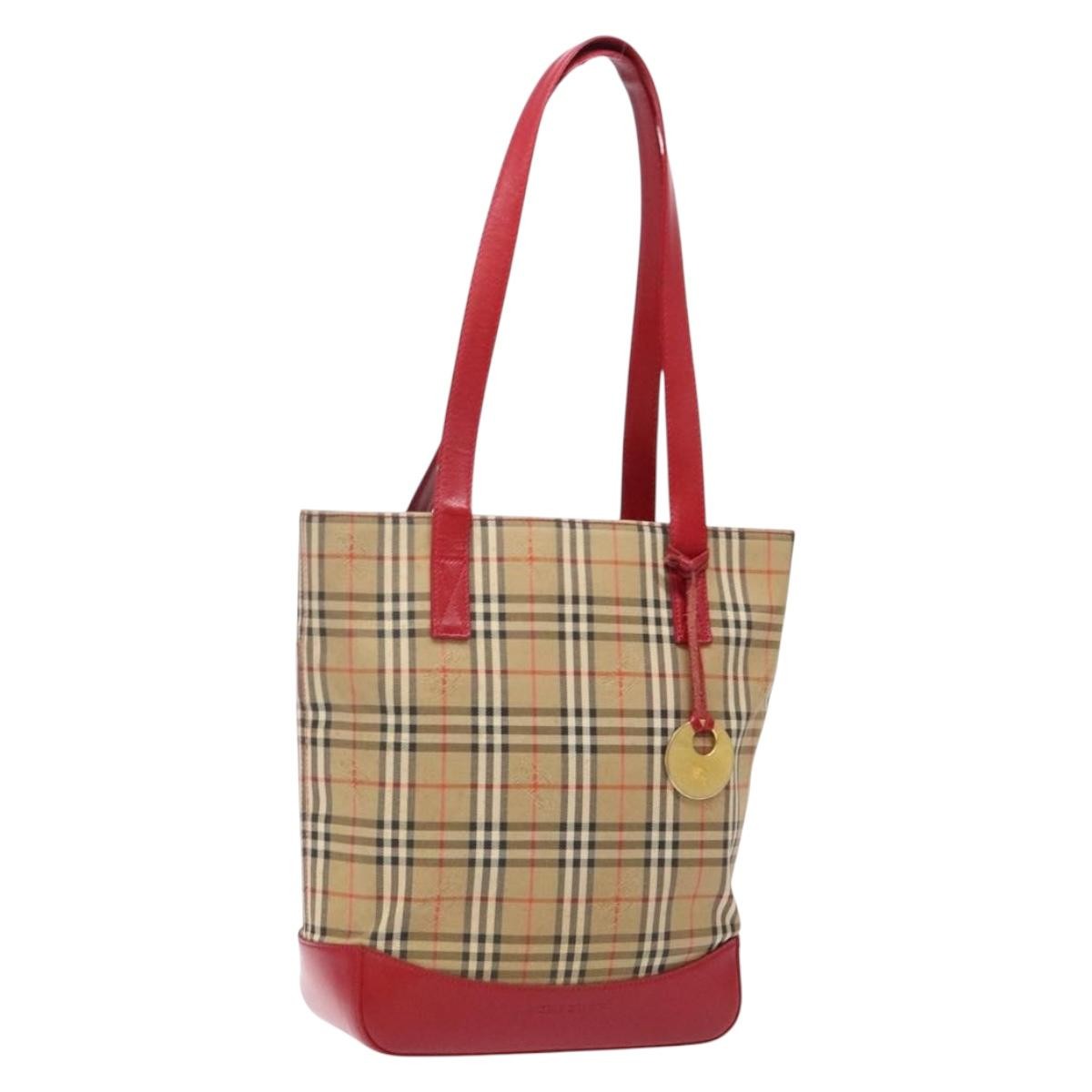 Burberry Nova Check Tote Canvas Check Pattern Beige Canvas Tote Bag Bag (Pre-Owned)