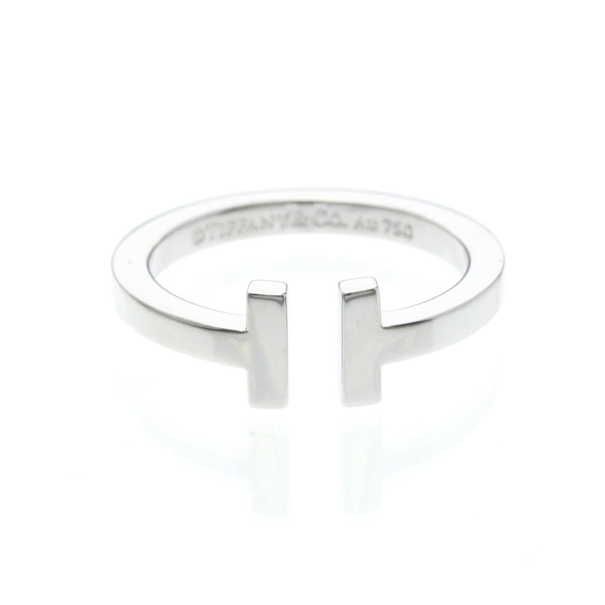 Tiffany & Co. T Square 18K White Gold Silver White_Gold Ring Jewelry (Pre-Owned)
