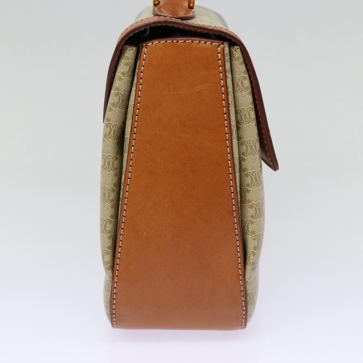 Celine Vintage Convertible Top Handle Macadam Coated Canvas Beige Canvas Handbag (Pre-Owned)