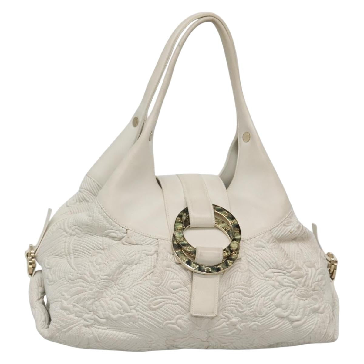 Bvlgari Chandra Hobo Leather White Leather Handbag (Pre-Owned)