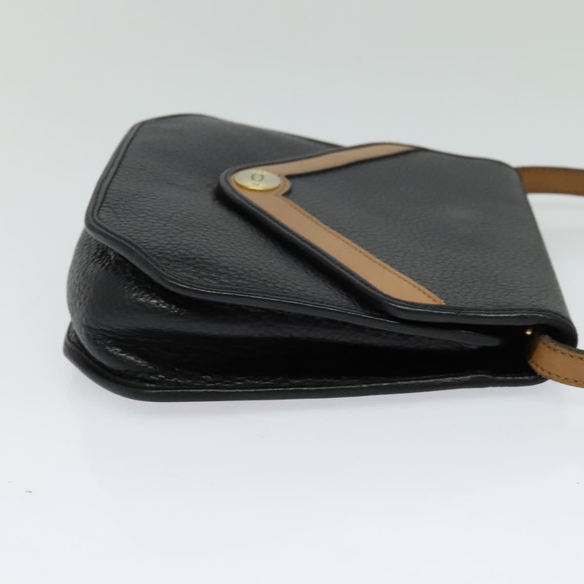 Christian Dior Vintage Cd Flap Leather Black Leather Shoulder Bag Bag (Pre-Owned)