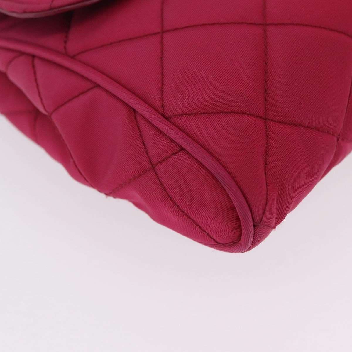 Prada Pushlock Chain Flap Quilted Tessuto Pink Nylon Handbag (Pre-Owned)
