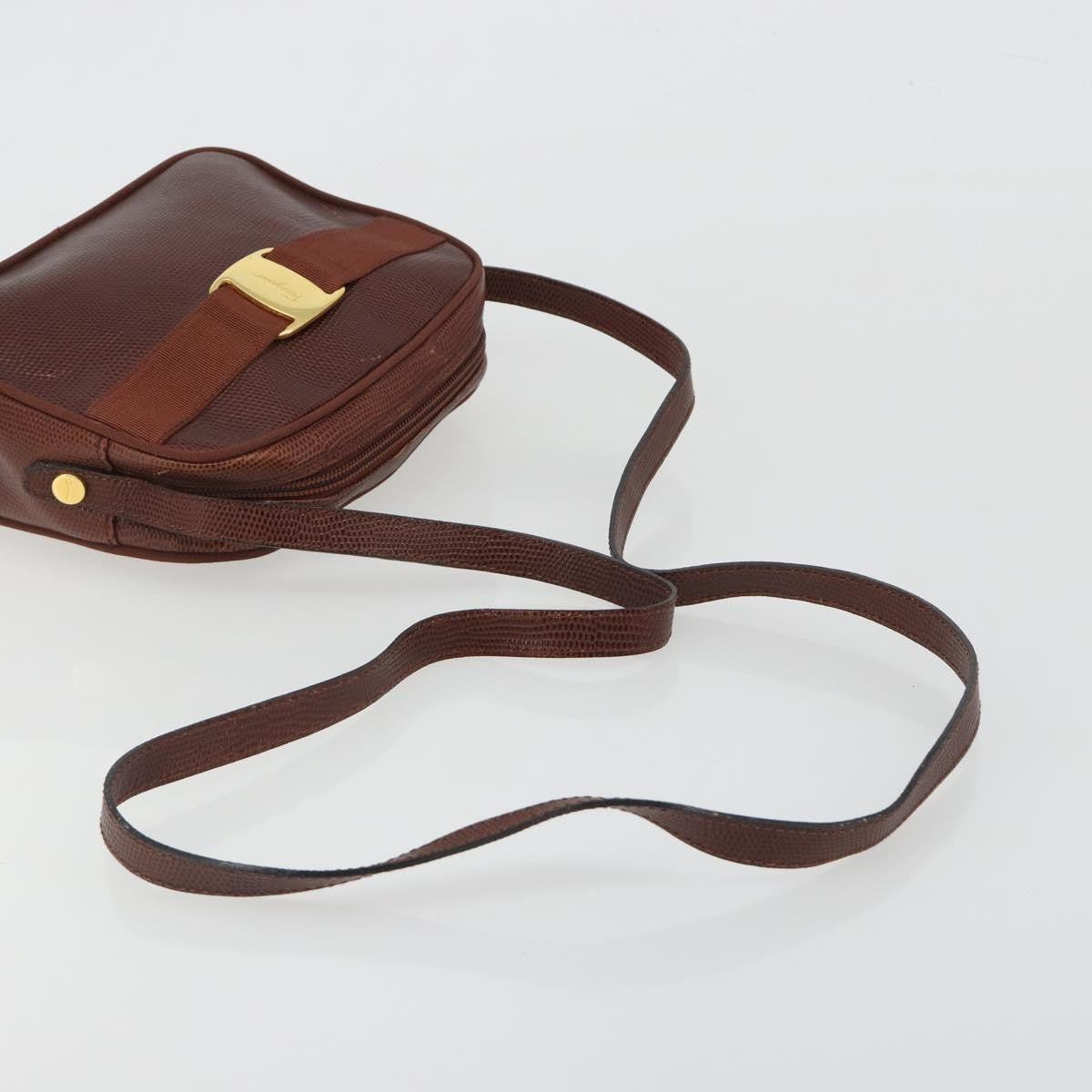 Salvatore Ferragamo Vara Bow Camera Leather Brown Leather Shoulder Bag Bag (Pre-Owned)
