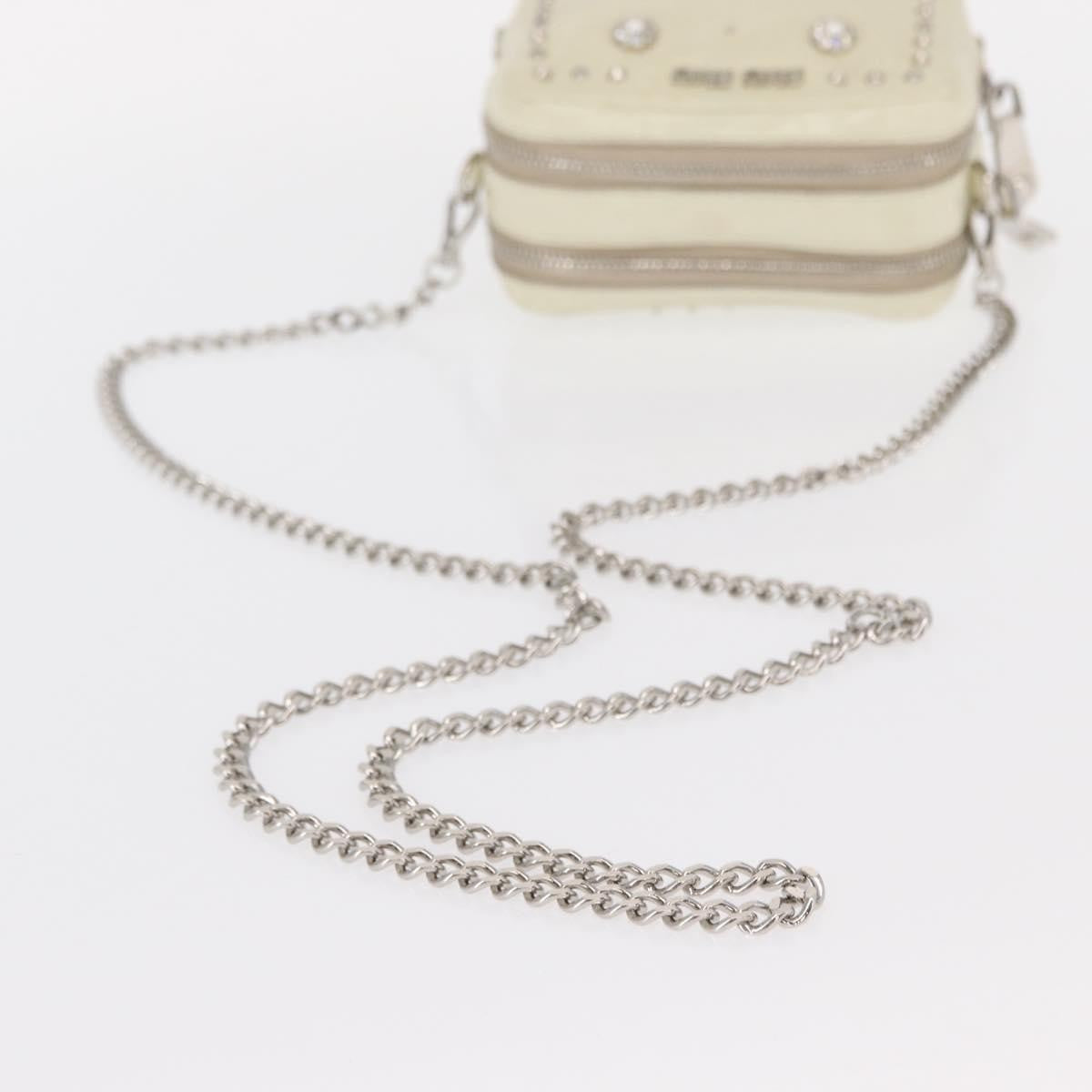 Miu Miu Chain Leather Ecru Leather Shoulder Bag Bag (Pre-Owned)