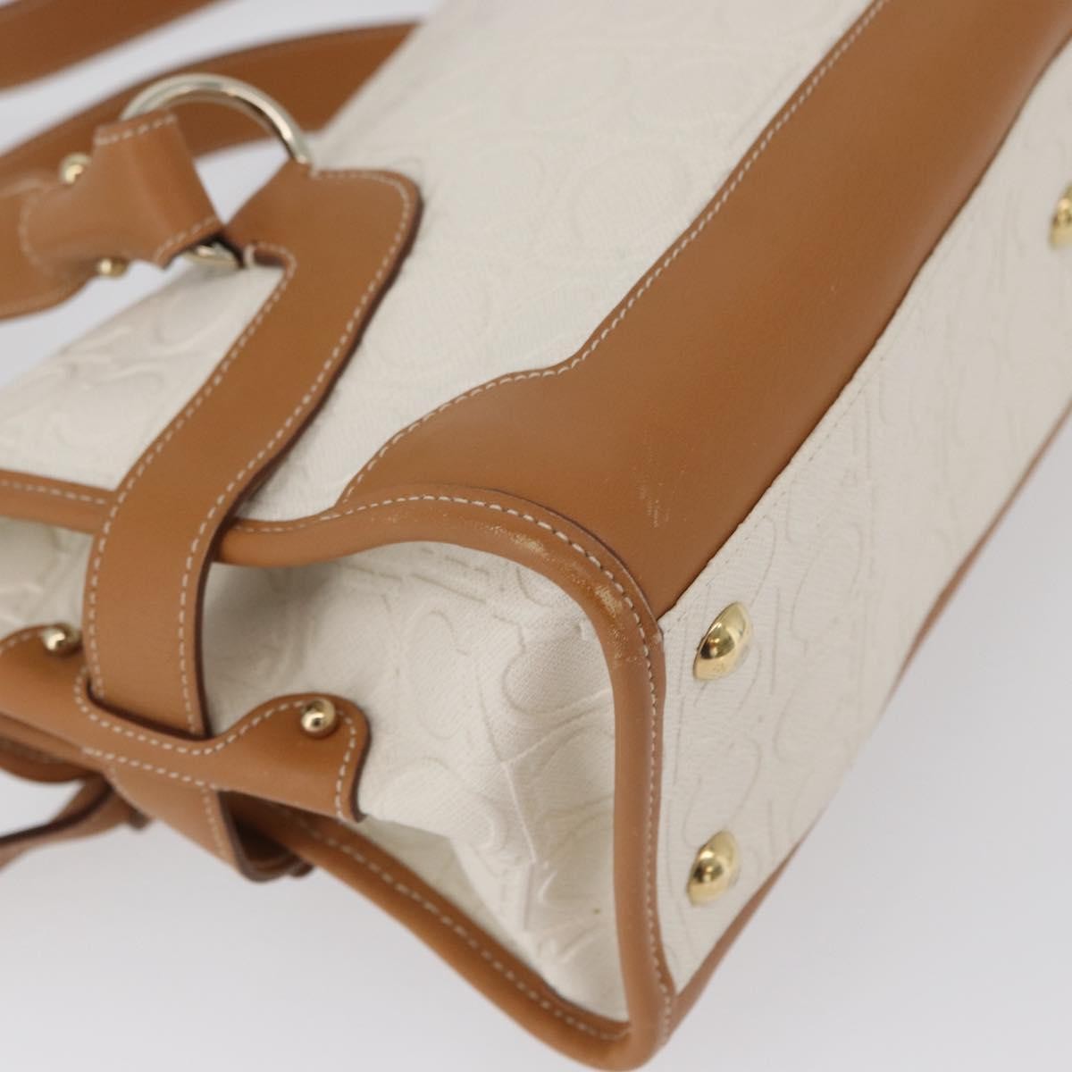Salvatore Ferragamo Gancini Top Handle Canvas White Pvc Handbag (Pre-Owned)