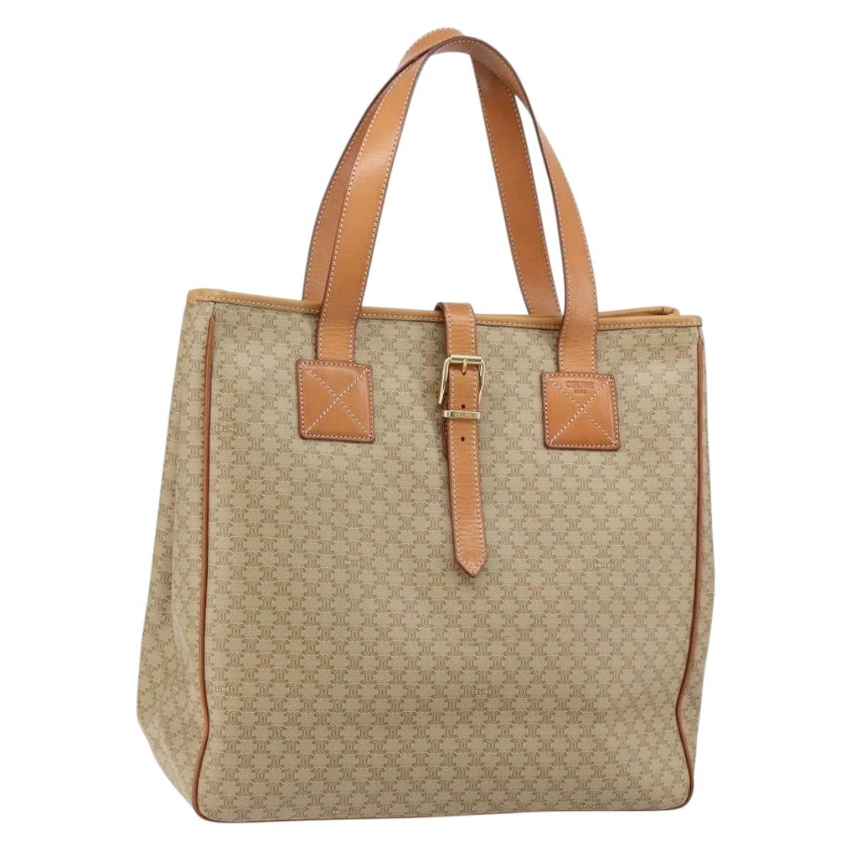Celine Macadam Shoulder Pvc Leather Beige Canvas Shoulder Bag Bag (Pre-Owned)