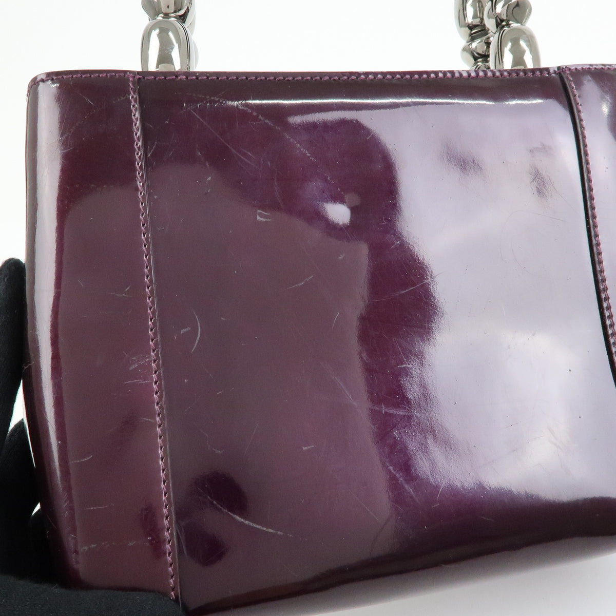 Christian Dior Handbag Leather Purple Patent_Leather Handbag (Pre-Owned)