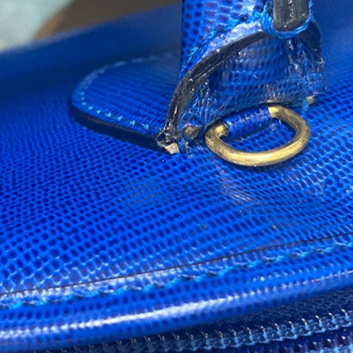 Celine Vintage Circle Logo Leather Blue Leather Handbag (Pre-Owned)