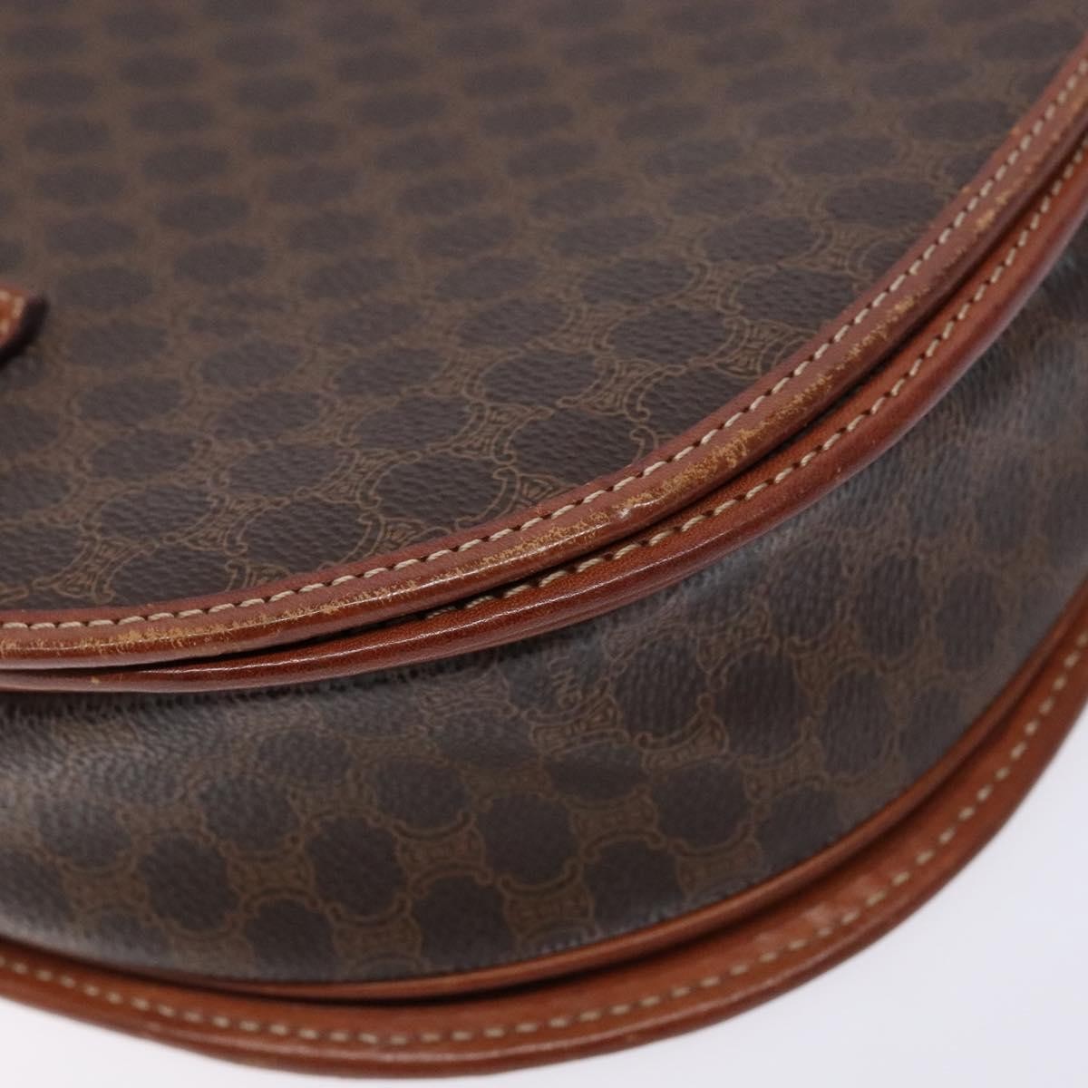 Celine Macadam Shoulder Pvc Leather Brown Canvas Bag (Pre-Owned)