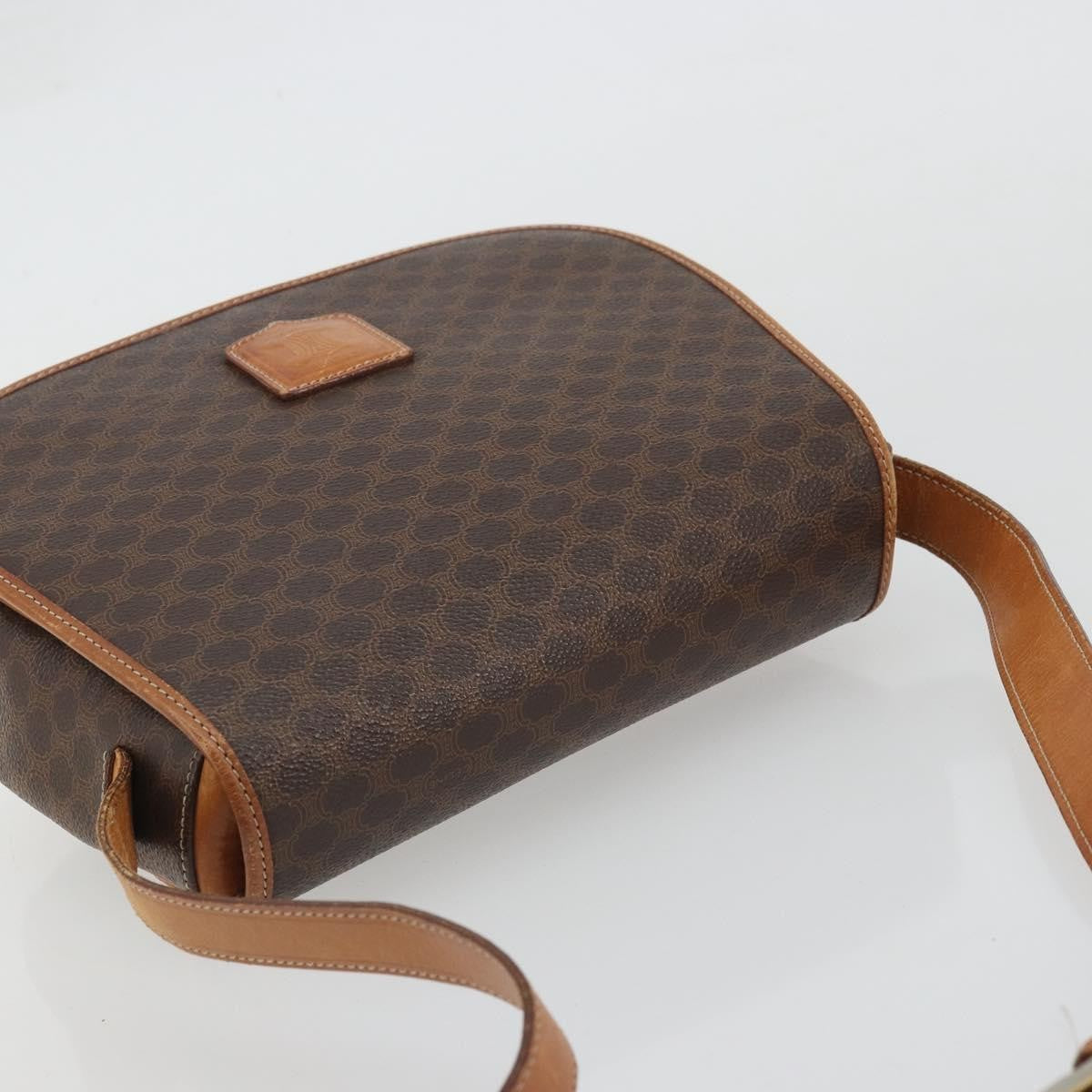 Celine Vintage Macadam Canvas And Leather Brown Canvas Shoulder Bag Bag (Pre-Owned)