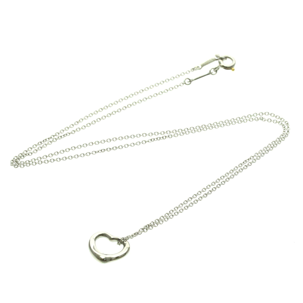 Tiffany & Co. Elsa Peretti Open Heart Pendant Platinum Silver Platinum Necklace Jewelry (Pre-Owned)