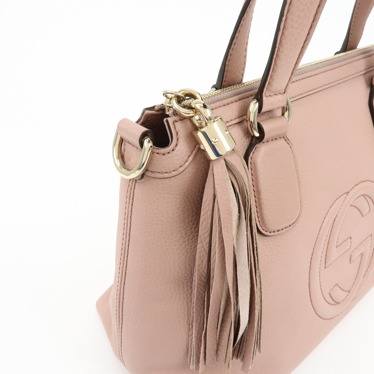 Gucci Soho Convertible Soft Top Handle Leather Pink Leather Handbag (Pre-Owned)