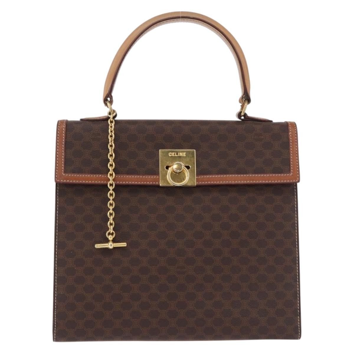 Celine Vintage Macadam Canvas And Leather Brown Canvas Handbag (Pre-Owned)