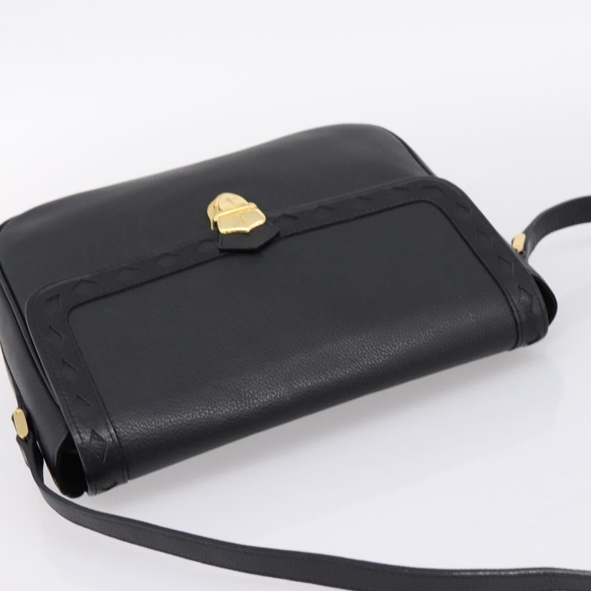Saint Laurent Vintage Shoulder Bag Leather Black Leather Shoulder Bag Bag (Pre-Owned)