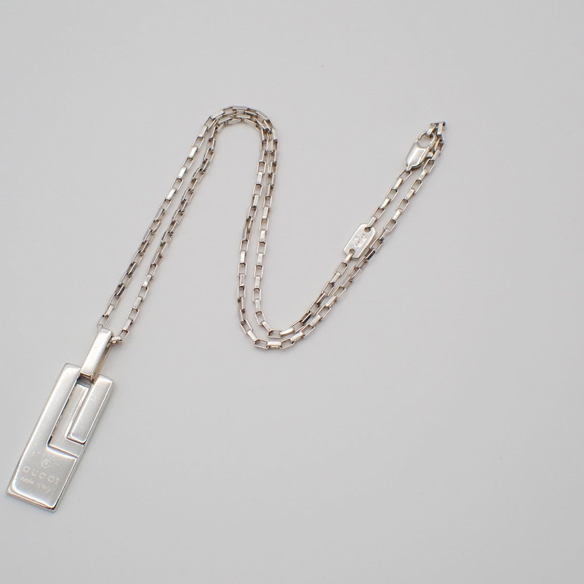 Gucci Logo Plate Sterling Silver Silver Silver Necklace Jewelry (Pre-Owned)