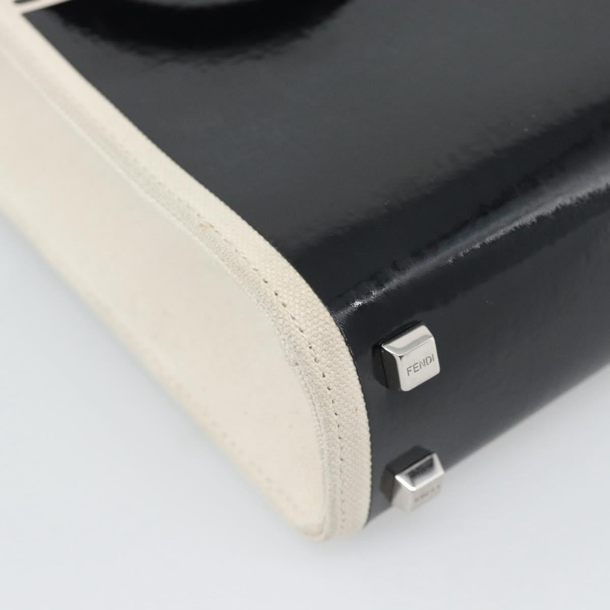 Fendi Sunshine Shopper Patent And Canvas Black Patent_Leather Tote Bag Bag (Pre-Owned)