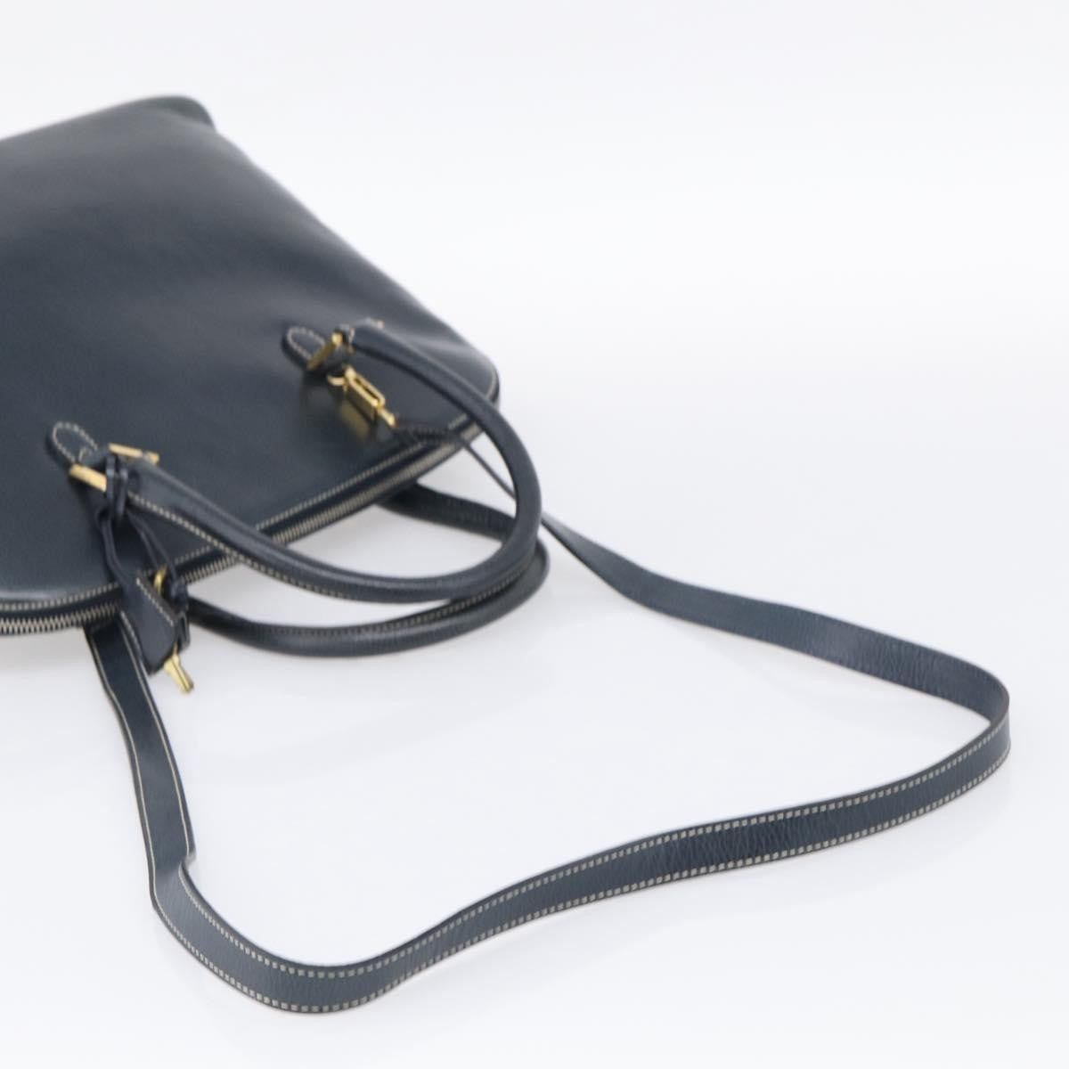 Salvatore Ferragamo Top Handle Leather Navy Leather Crossbody Bag Bag (Pre-Owned)