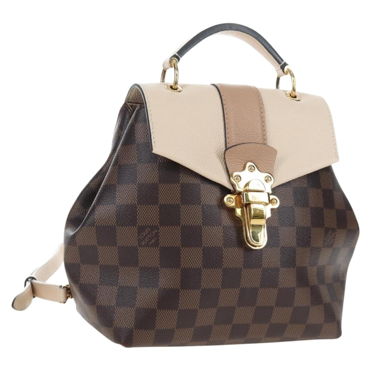 Louis Vuitton Clapton Backpack Damier And Leather Brown Canvas Backpack Bag (Pre-Owned)