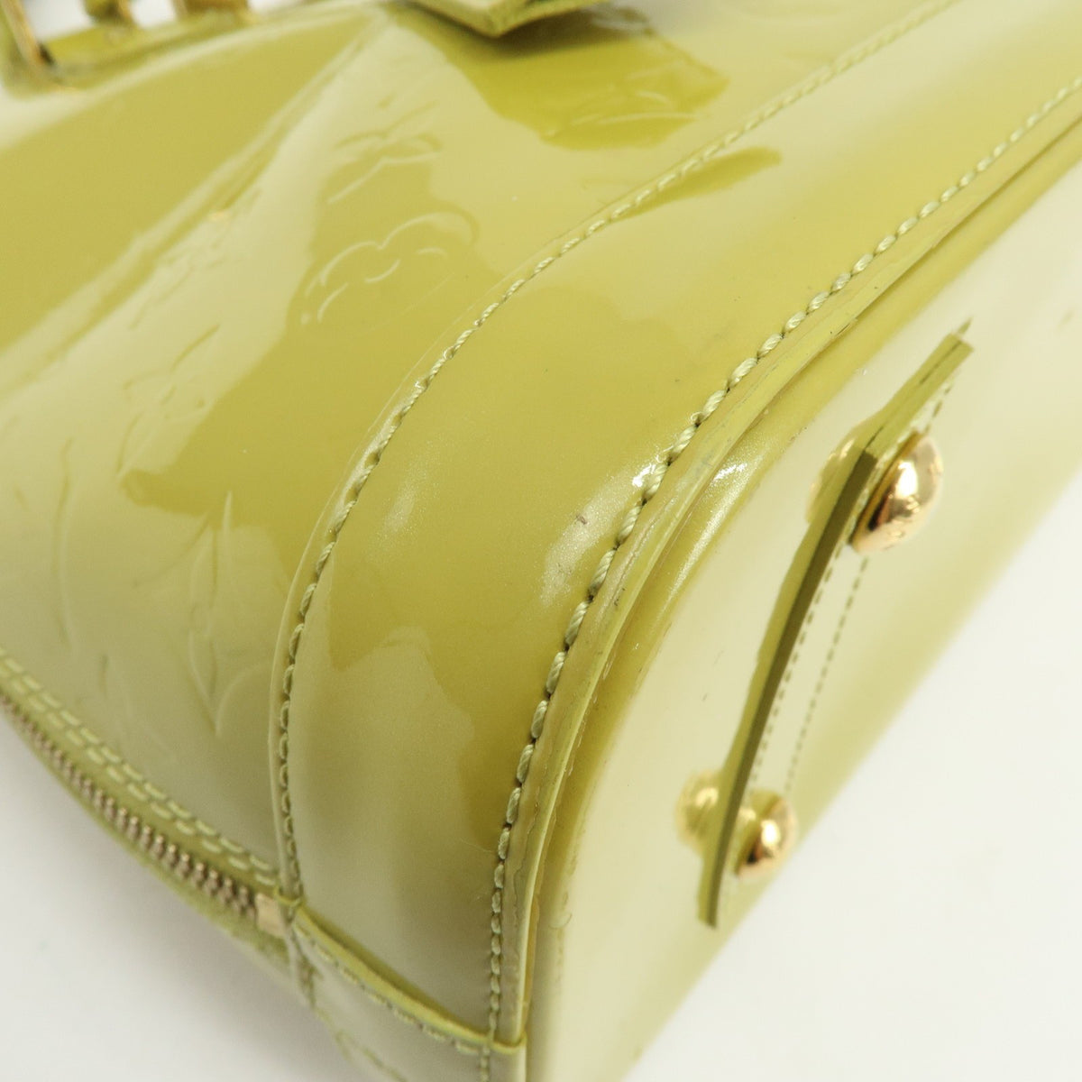 Louis Vuitton Alma Monogram Vernis Green Patent_Leather Handbag (Pre-Owned)