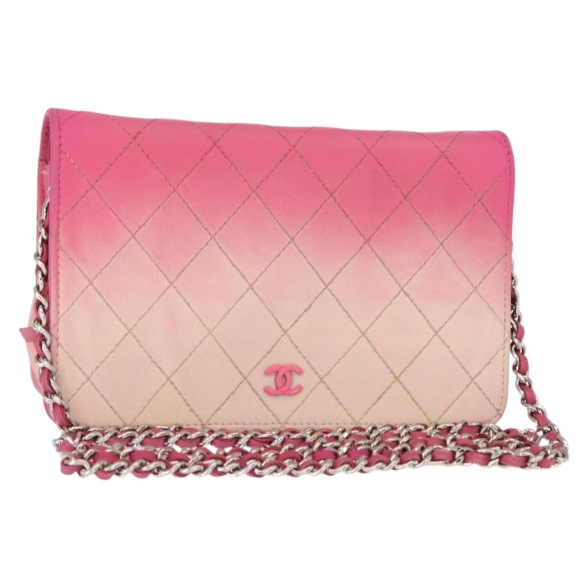 Chanel Wallet On Chain Quilted Ombre Lambskin Pink Leather Crossbody Bag Bag (Pre-Owned)