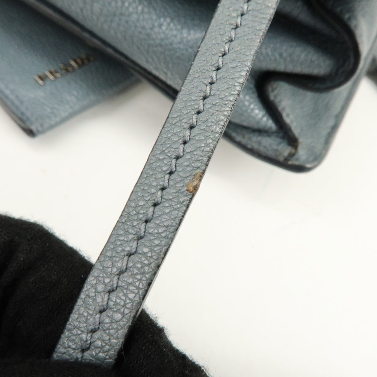 Prada Etiquette Flap Studded Tessuto Gray Leather Handbag (Pre-Owned)