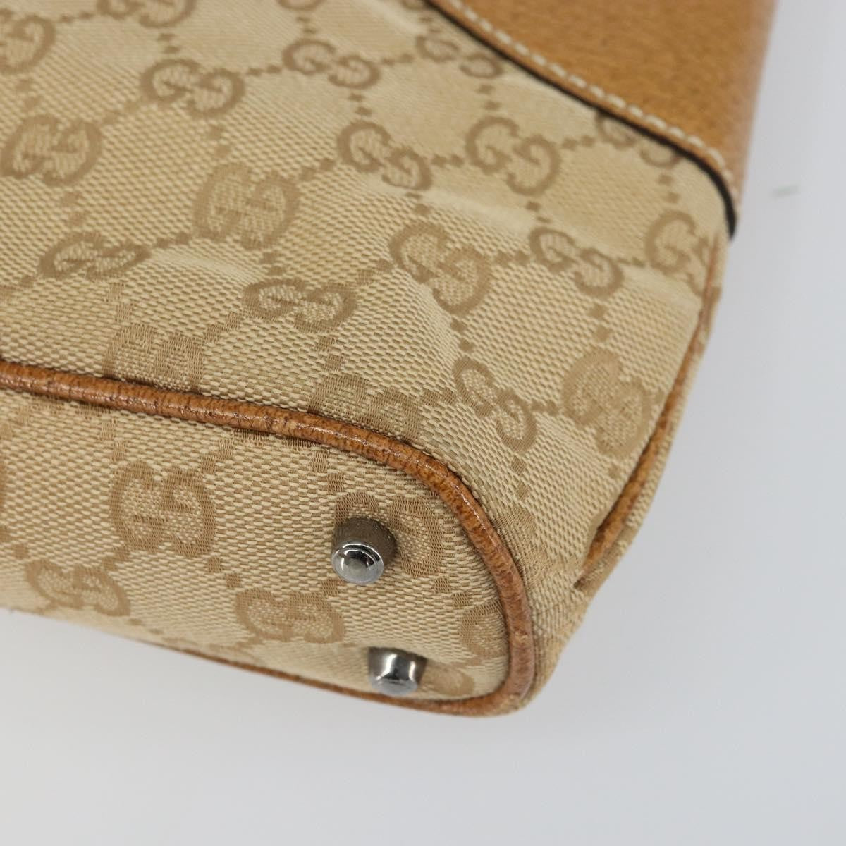 Gucci Vintage Ring Tote Gg Canvas With Leather Beige Canvas Tote Bag Bag (Pre-Owned)
