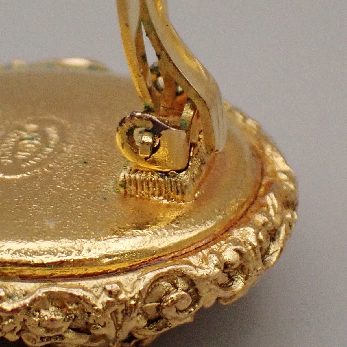 Chanel Vintage Cc Logo Round Clip-On Metal With Crystals Gold Gold_Plated,Pearl Earrings Jewelry (Pre-Owned)
