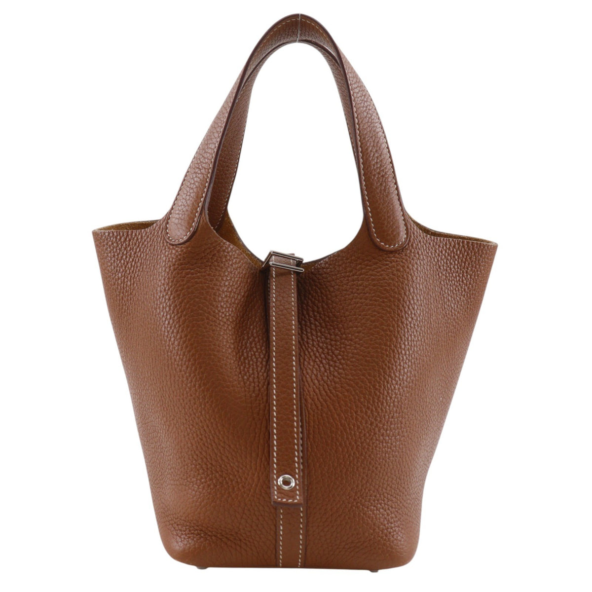 Hermes Picotin Clemence Brown Leather Handbag (Pre-Owned)