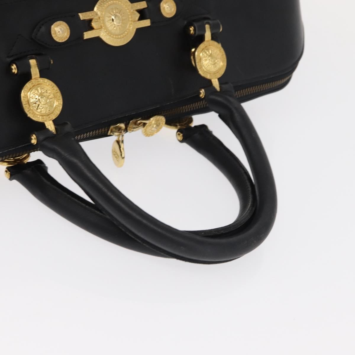 Versace Vintage Sun Duffle Embossed Leather Yellow Leather Handbag (Pre-Owned)