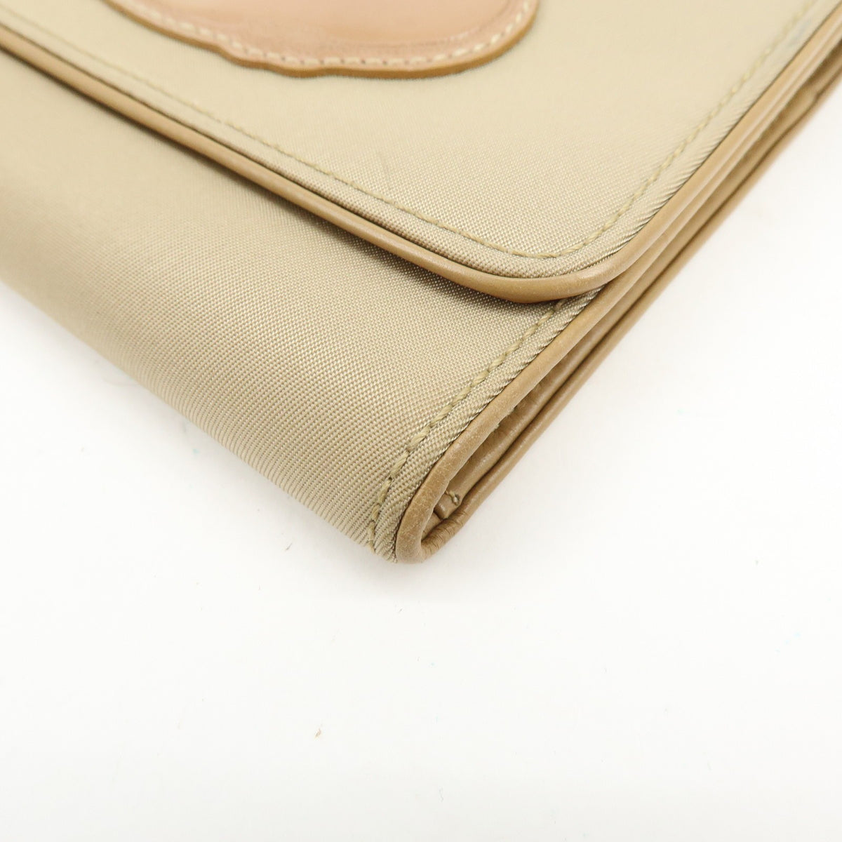 Prada Trifold Compact Saffiano Leather Beige Nylon Wallets Accessory (Pre-Owned)