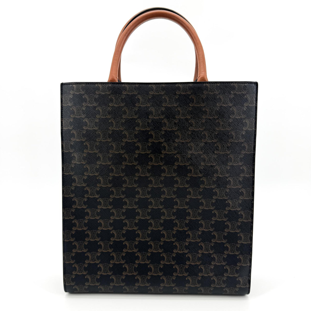 Celine Vertical Cabas Triomphe Coated Canvas Black Canvas Tote Bag Bag (Pre-Owned)