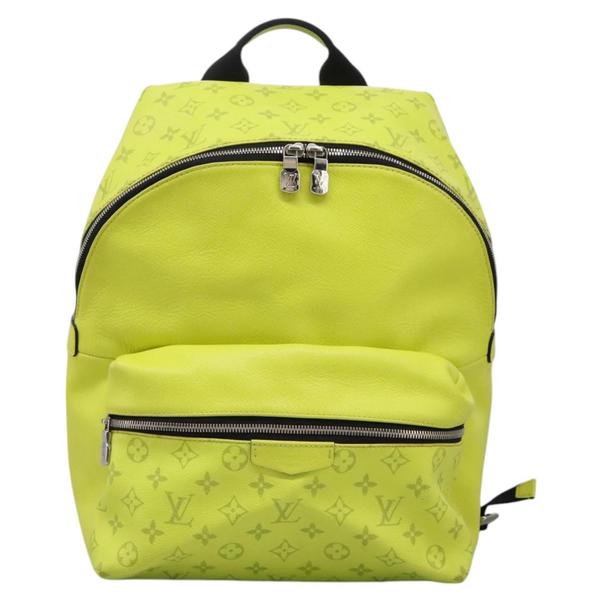 Louis Vuitton Discovery Monogram Taigarama Yellow Leather Backpack Bag (Pre-Owned)