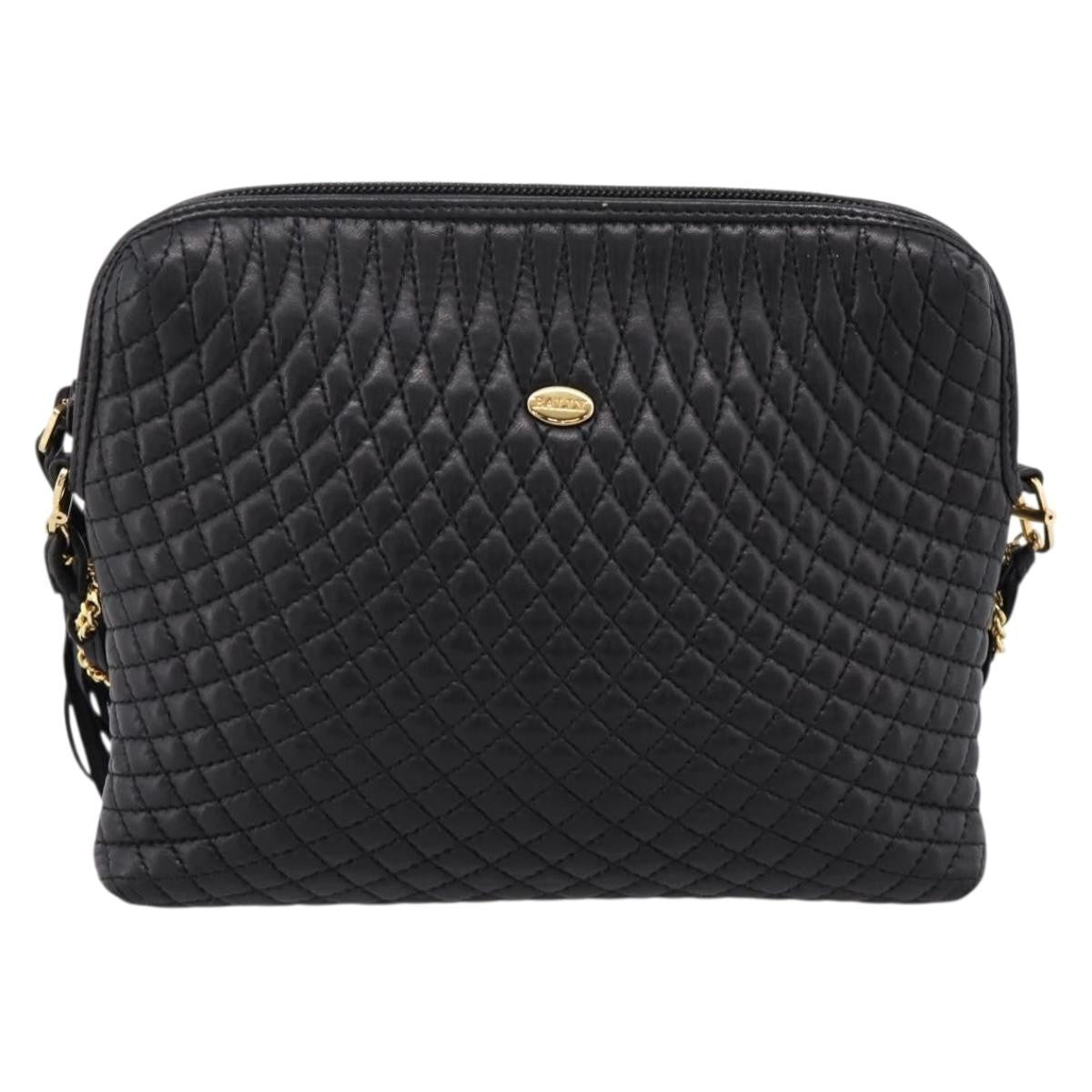 Bally Vintage Chain Quilted Leather Black Leather Shoulder Bag Bag (Pre-Owned)