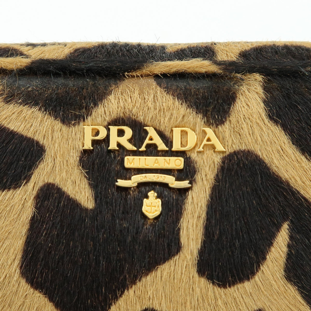 Prada Camera Printed Calf Hair Brown Pony_Style_Calfskin Handbag (Pre-Owned)